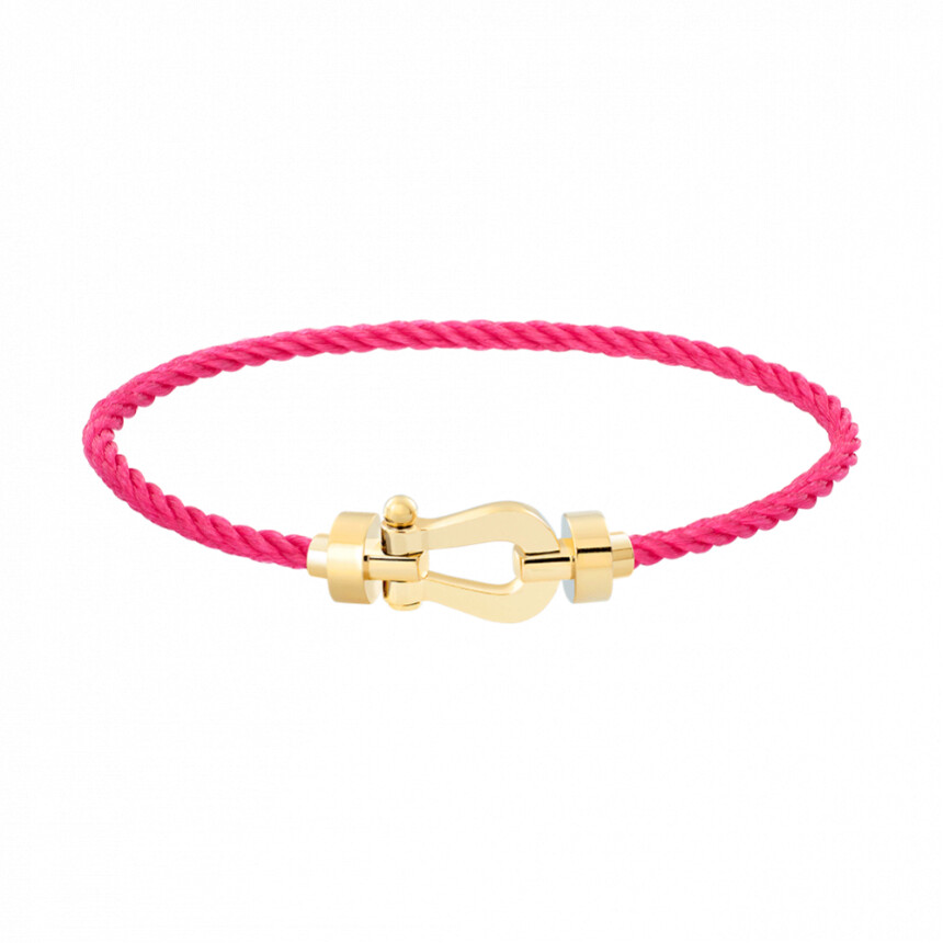 Bracelet FRED Force 10 moyen modèle manille en or jaune et câble en corderie bois de rose