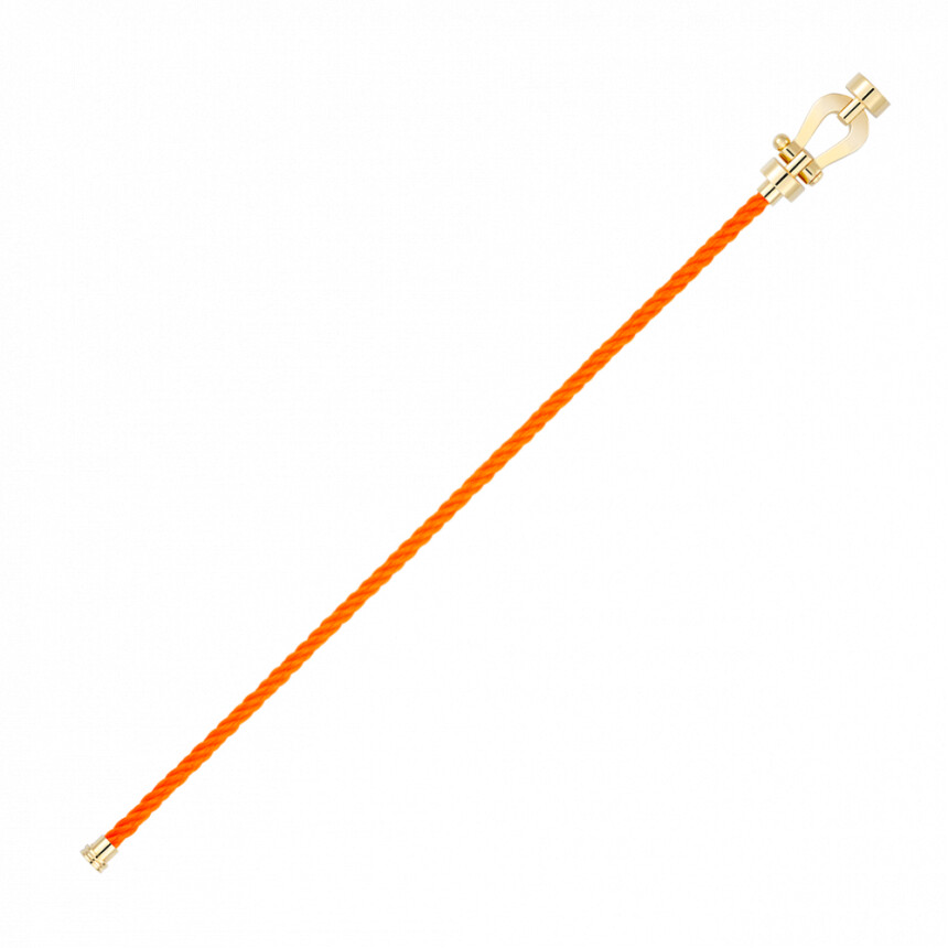 Bracelet FRED Force 10 moyen modèle manille en or jaune et câble en corderie orange