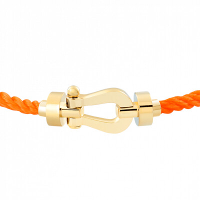 Bracelet FRED Force 10 moyen modèle manille en or jaune et câble en corderie orange