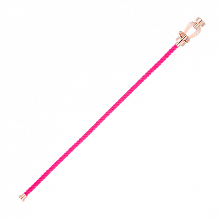 Bracelet FRED Force 10 moyen modèle manille en or rose et câble en corderie rose fluo