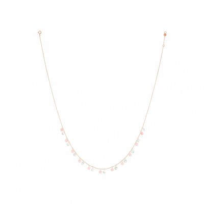 Collier La Brune et La Blonde Polka en or rose, nacre et opale rose