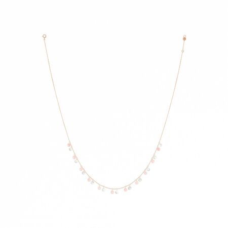 Collier La Brune et La Blonde Polka en or rose, nacre et opale rose