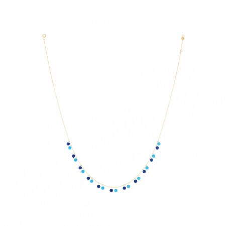 Collier La Brune et La Blonde Polka en or jaune, lapis lazuli et turquoise