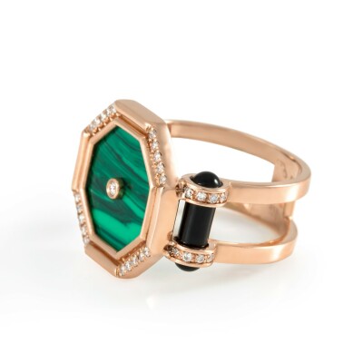 Bague de cocktail Atelier Nawbar Mini Pilar of Light en diamants, malachite et onyx