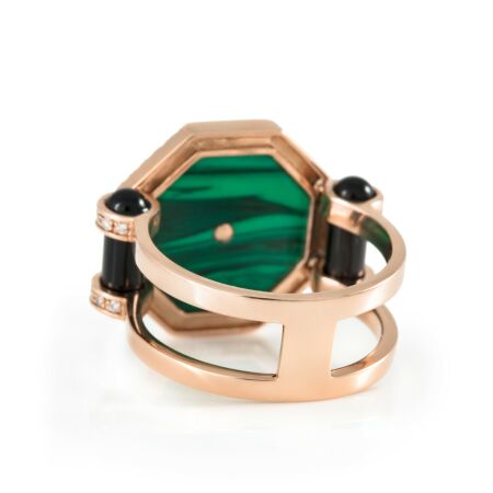 Bague de cocktail Atelier Nawbar Mini Pilar of Light en diamants, malachite et onyx