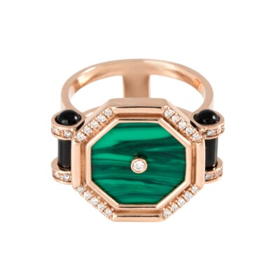 Bague de cocktail Atelier Nawbar Mini Pilar of Light en diamants, malachite et onyx