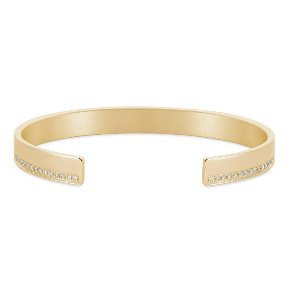 Bracelet le gramme Ruban en or jaune poli avec 1 ligne de diamant, 31 grammes