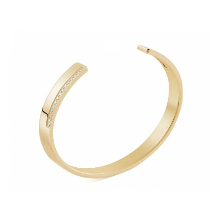 Bracelet le gramme Ruban en or jaune poli avec 1 ligne de diamant, 31 grammes