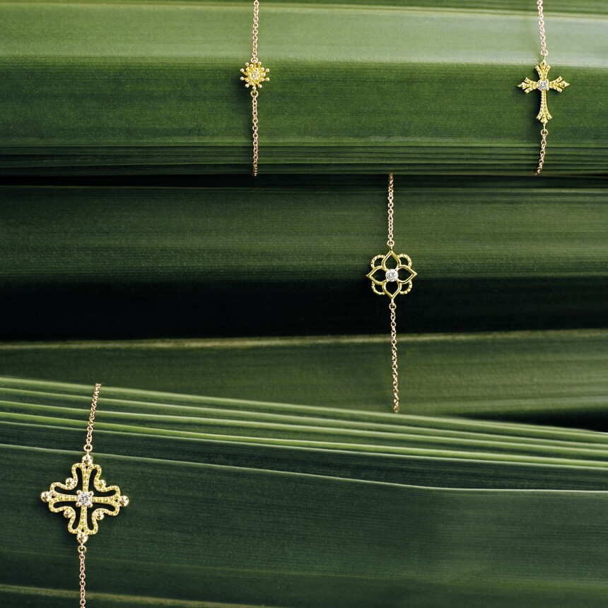Bracalet Mellerio Les Muses Giardino Green Diamant, en or vert et or rose