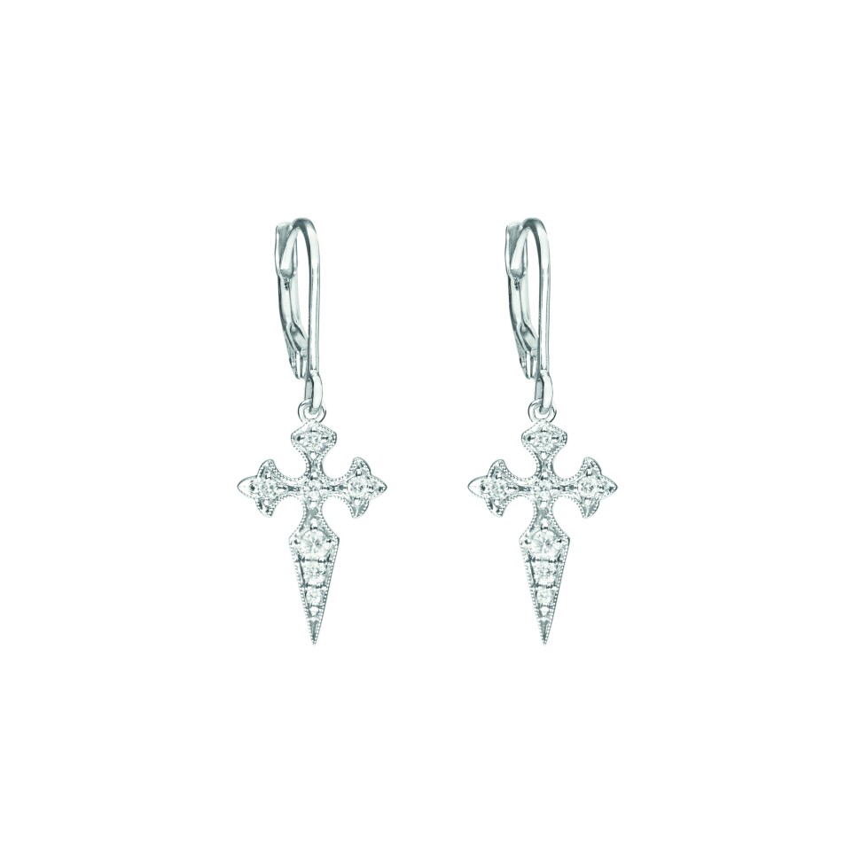 Boucles d'oreilles Stone Paris Blood Diamonds en or blanc et diamants