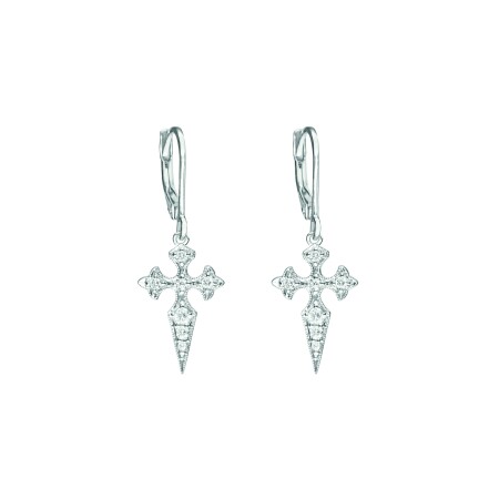 Boucles d'oreilles Stone Paris Blood Diamonds en or blanc et diamants