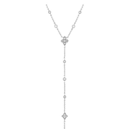 Collier long Stone Paris Belle Epoque en or blanc et diamants