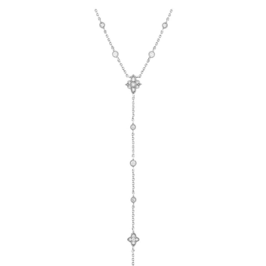 Long Necklace Stone Paris Belle Epoque in white gold and diamonds