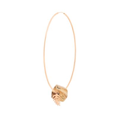 Ginette NY Solo Jumbo Necklace in rose gold and picture jaspe