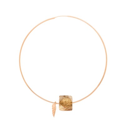 Ginette NY Solo Jumbo Necklace in rose gold and picture jaspe