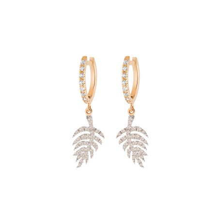 Boucles d'oreilles Ginette NY Palms en or rose et diamants