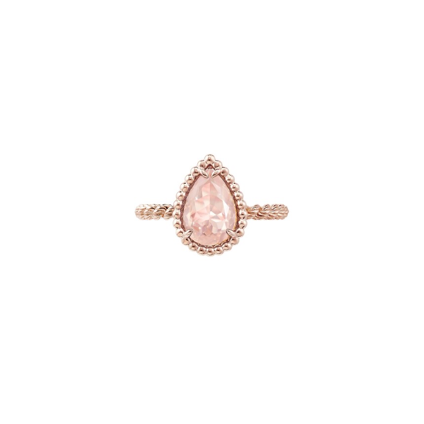 Boucheron Serpent Bohème Pink quartz ring, S pattern in pink gold and pink quartz
