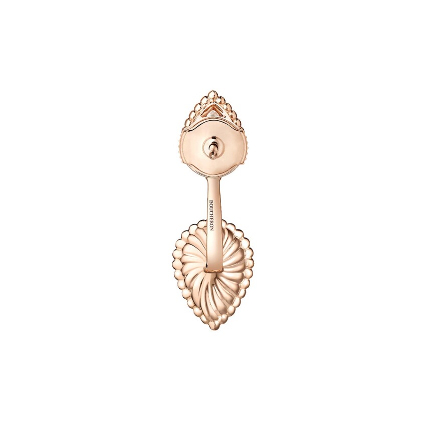Serpent Bohème pink quartz single earring, S and XS motifs, pink gold, diamonds and pink quartz