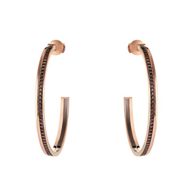 Boucheron Quatre classic hoop earrings, large model in pink gold and brown PDV