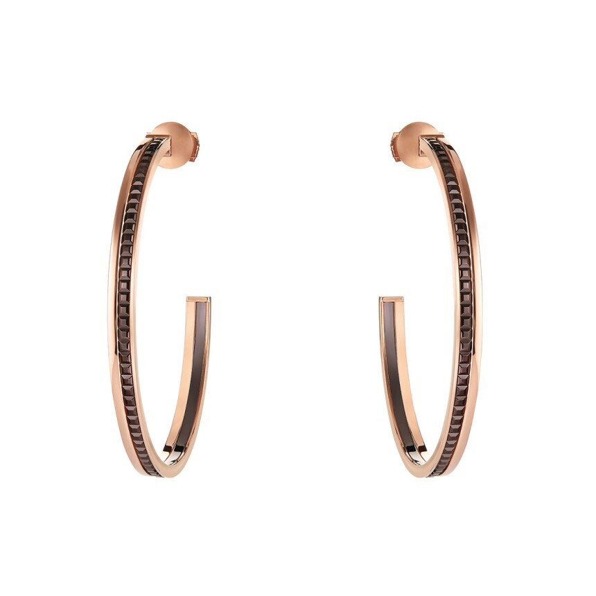 Boucheron Quatre classic hoop earrings, large model in pink gold and brown PDV