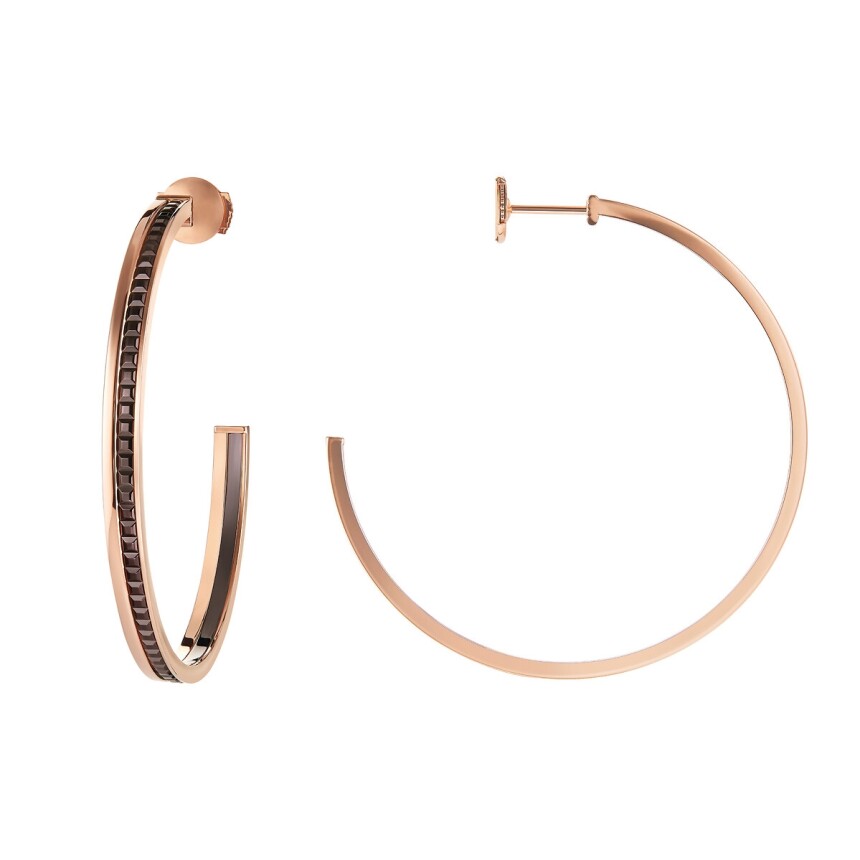 Boucheron Quatre classic hoop earrings, large model in pink gold and brown PDV
