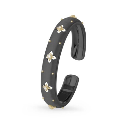 Bracelet Buccellati Macri Giglio en or jaune DLC plaqué noir et diamants