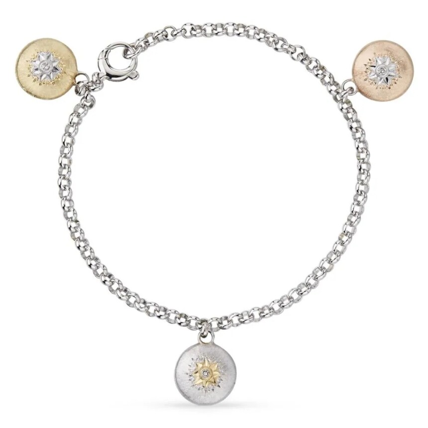 Bracelet sur chaine Buccellati Macri en or jaune, or blanc , or rose et diamant