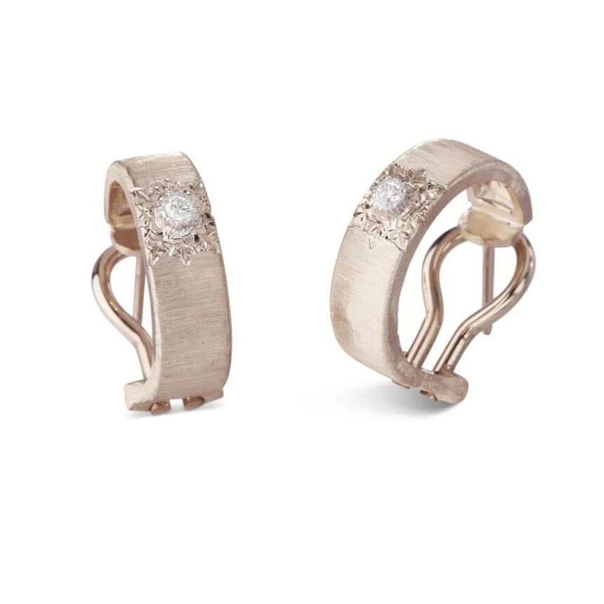Boucles d'oreilles Buccellati Macri Classica en or rose, or blanc et diamants