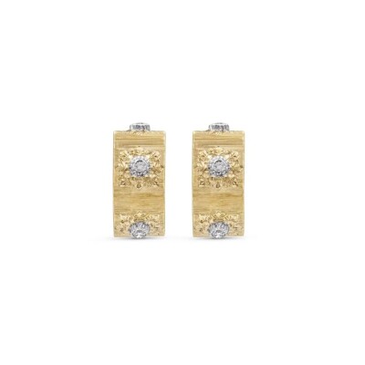 Boucles d'oreilles Buccellati Macri Classica en or jaune, or blanc et diamant