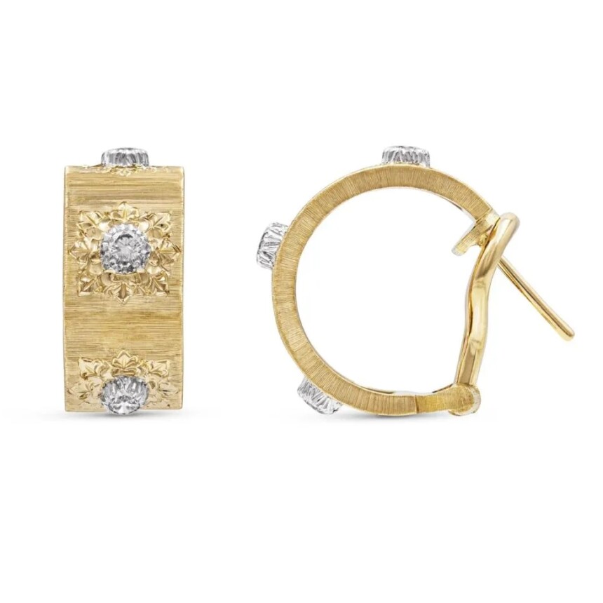 Buccellati Macri Classica earrings in yellow gold, white gold and diamond