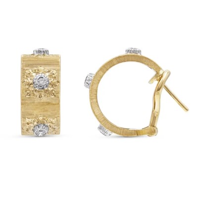 Boucles d'oreilles Buccellati Macri Classica en or jaune, or blanc et diamant