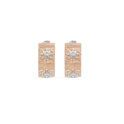 Boucles d'oreille Buccellati Macri Classica en or rose , or blanc et diamant