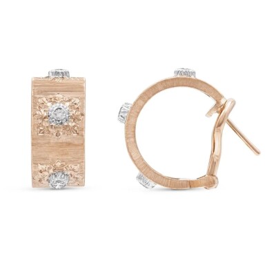 Boucles d'oreille Buccellati Macri Classica en or rose , or blanc et diamant