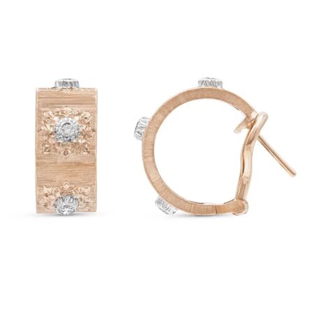 Buccellati Macri Classica earrings in pink gold, white gold and diamond