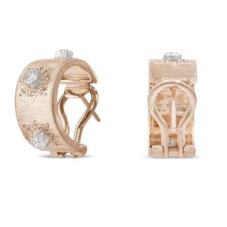 Buccellati Macri Classica earrings in pink gold, white gold and diamond