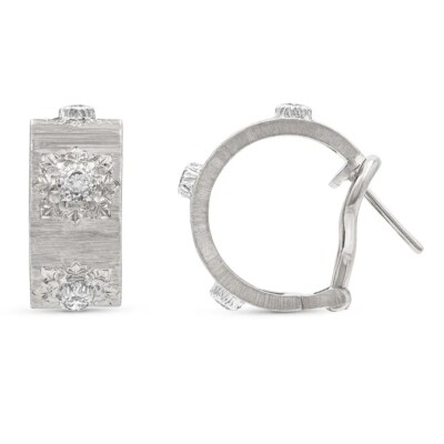 Boucles d'oreilles Buccellati Macri Classica en or blanc et diamants