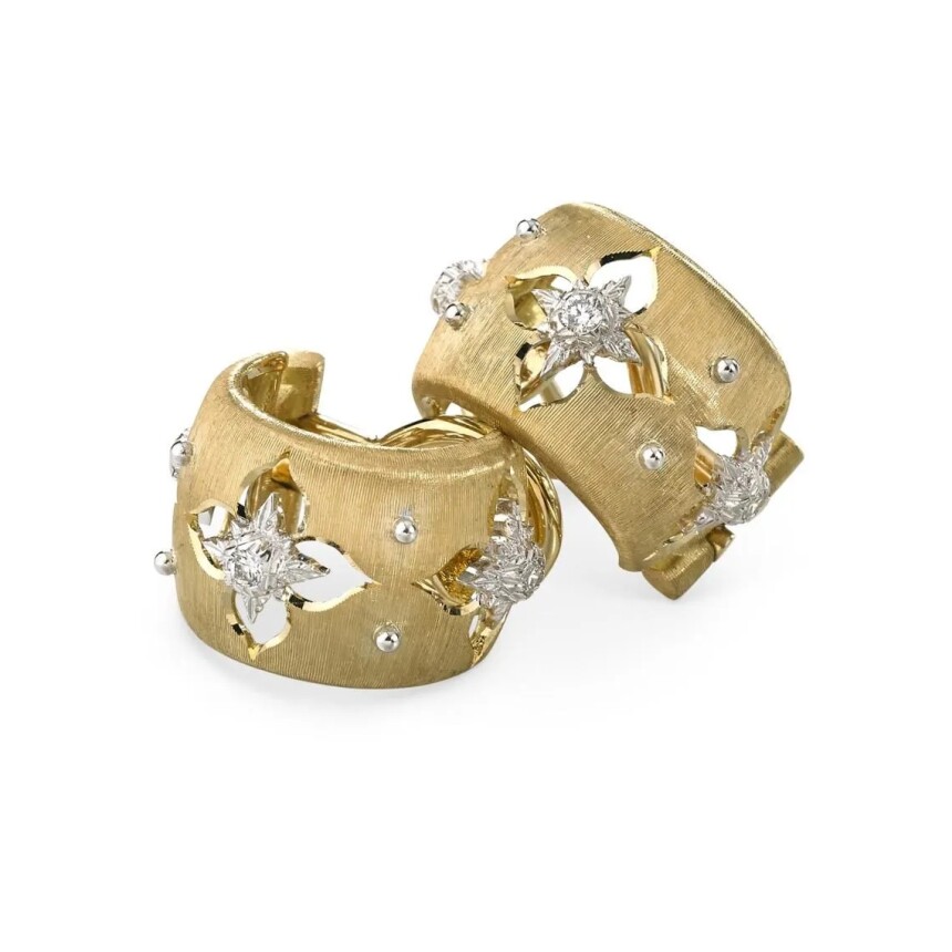 Buccellati Macri Giglio earrings in yellow gold, white gold and diamonds
