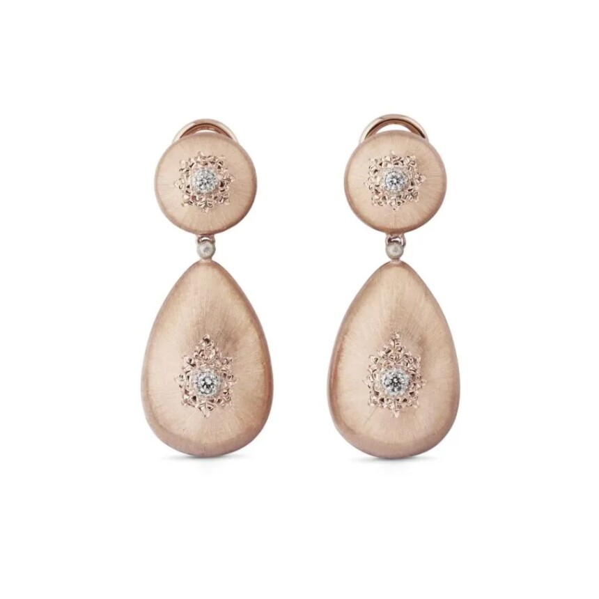 Buccellati Macri Classica earrings in pink gold, white gold and diamonds