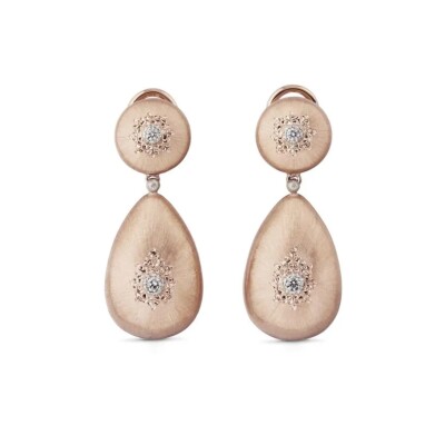 Boucles d'oreilles Buccellati Macri Classica en or rose, or blanc et diamants