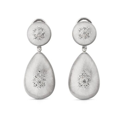 Boucles d'oreilles Buccellati Macri Classica en or blanc et diamants