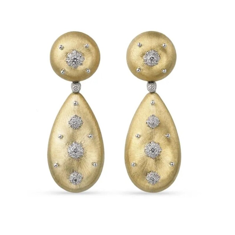 Buccellati Macri earrings in yellow gold, white gold and diamonds
