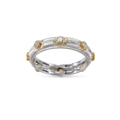 Bague Buccellati Eternelle Macri Positano en or blanc , or jaune et diamants