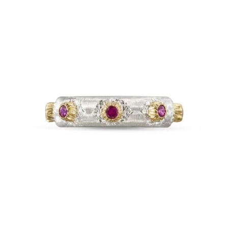 Buccellati Eternal Positano ring in white gold, yellow gold and ruby