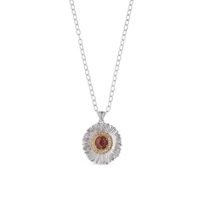 Pendentif petit modèle Buccellati Blossoms Color en argent et jape rouge