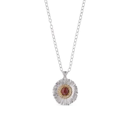 Buccellati Blossoms Color small model pendant in silver and red jape