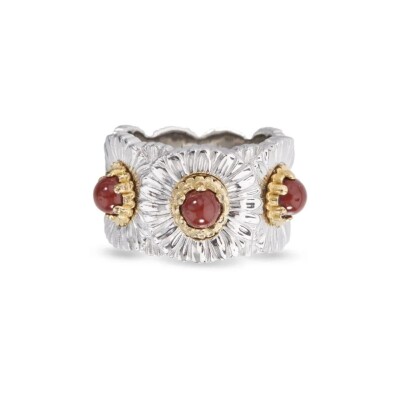 Bague Buccellati Eternelle Blossoms Color en argent et jaspe rouge