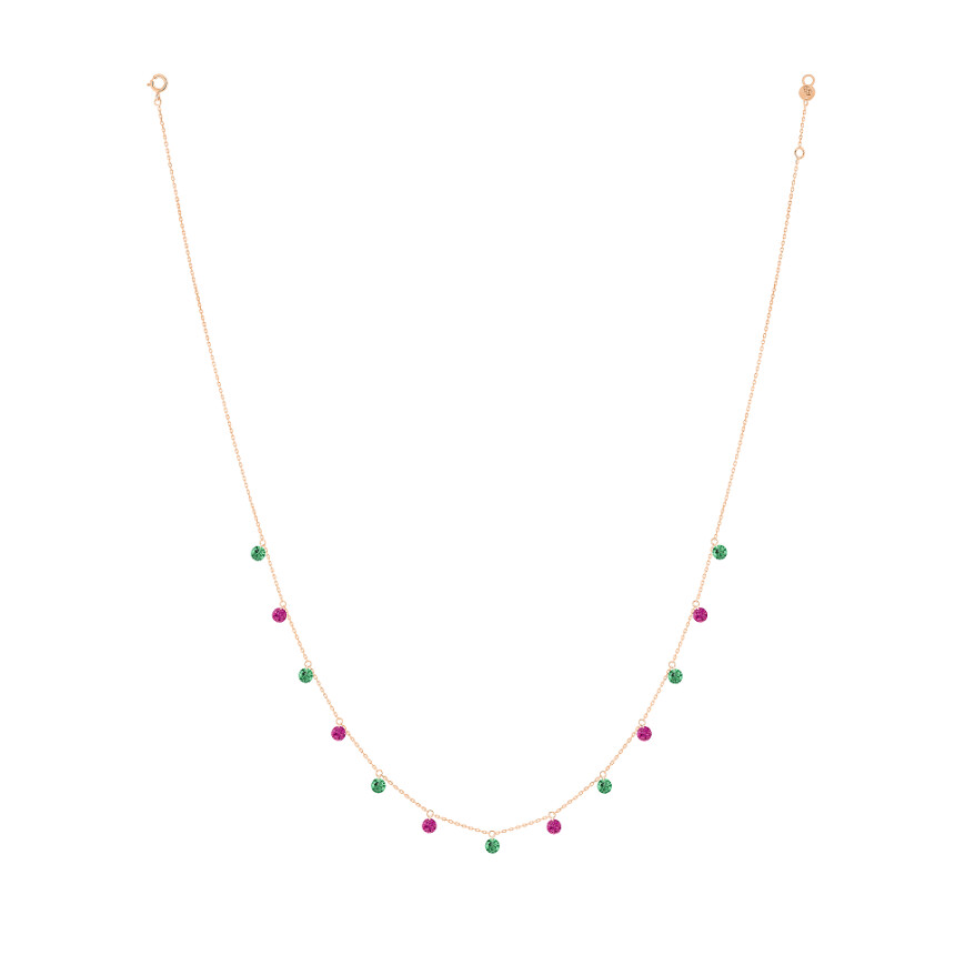 la Brune & la Blonde Confetti Necklace - emeralds and rubies