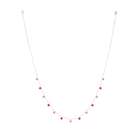 Collier la Brune & la Blonde Confetti - rubis et saphirs roses