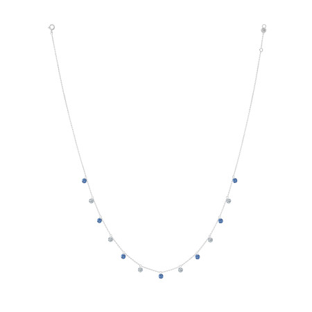 Collier la Brune & la Blonde Confetti - saphirs bleus et diamants