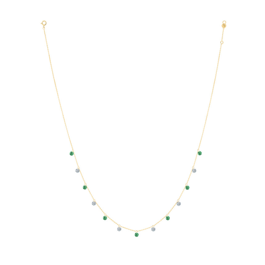 la Brune & la Blonde Confetti Necklace - emeralds and diamonds